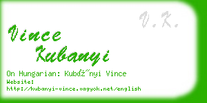 vince kubanyi business card